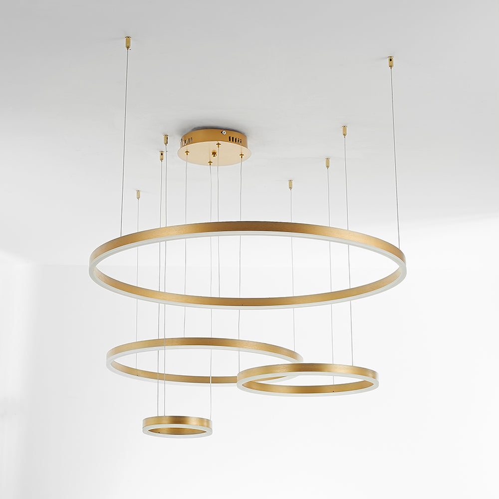 Modern Double Ring Light with LED Halo Design