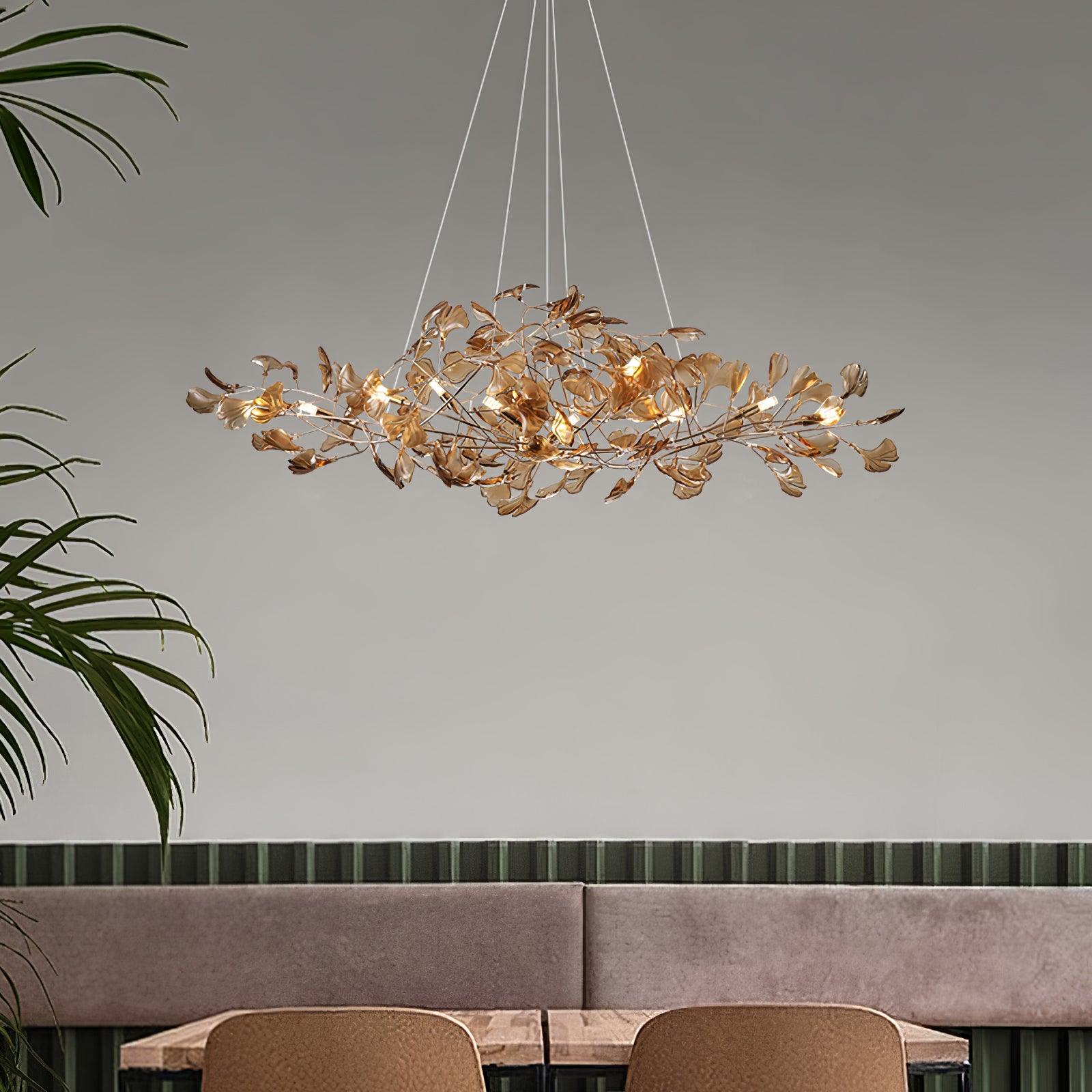 Modern Ginkgo Leaf Dining Room Chandelier with Artistic Design