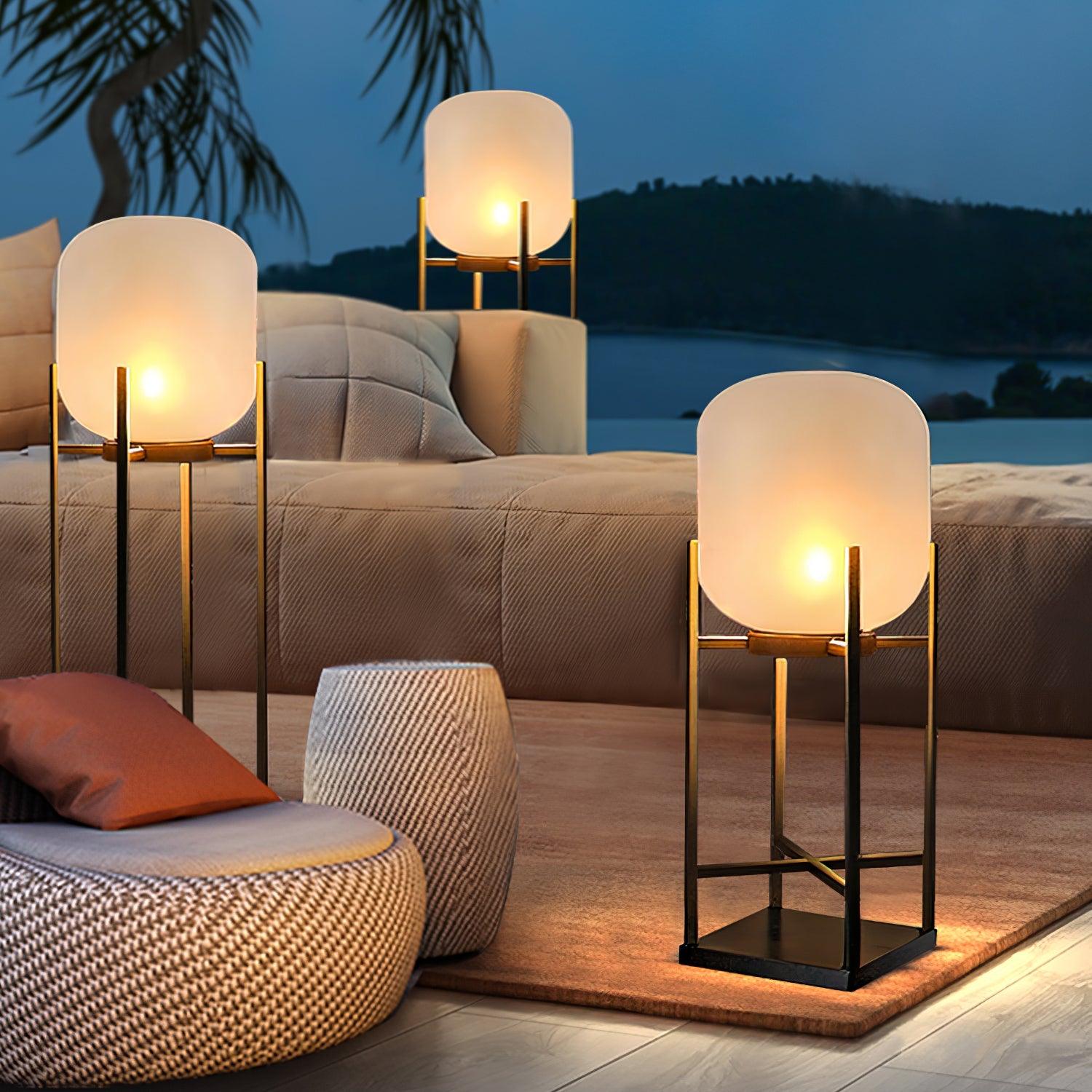 Modern Glass Lantern Table Lamp