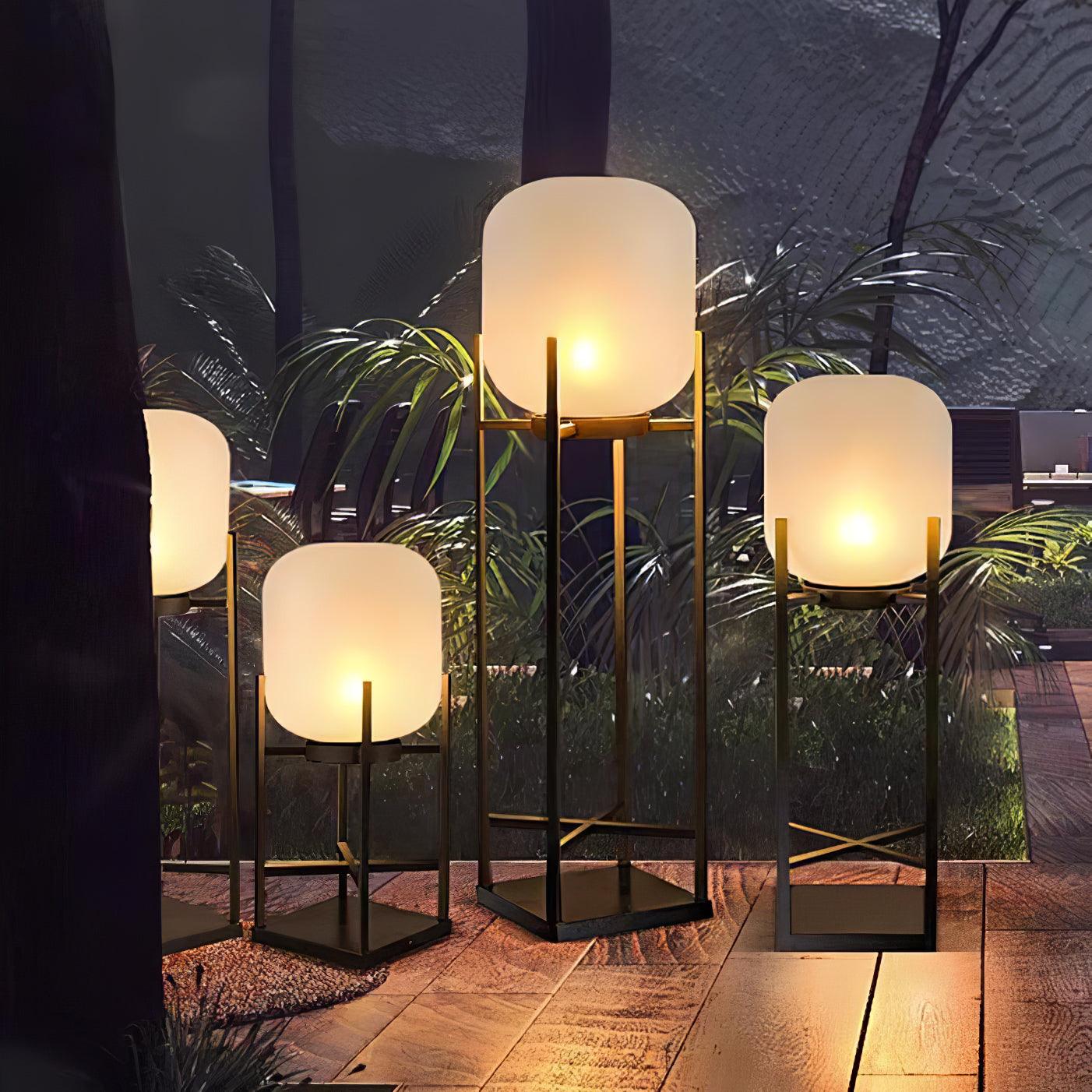 Modern Glass Lantern Table Lamp