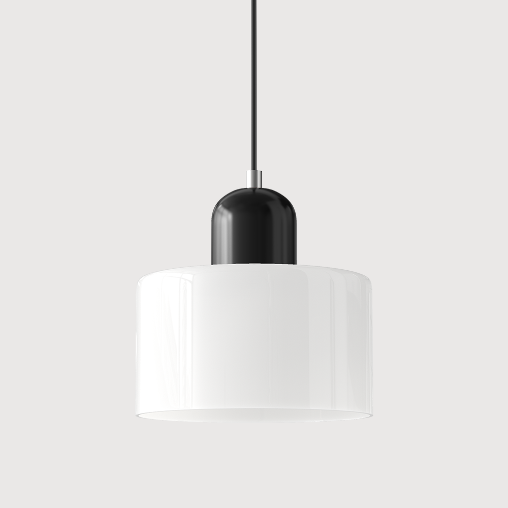 Modern Glass Pendant Light with Glossy Dome Shade