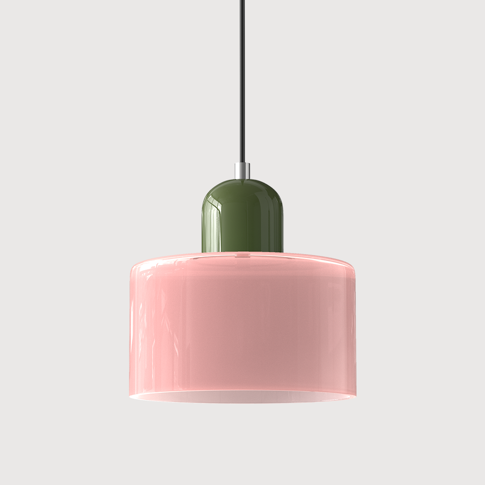 Modern Glass Pendant Light with Glossy Dome Shade