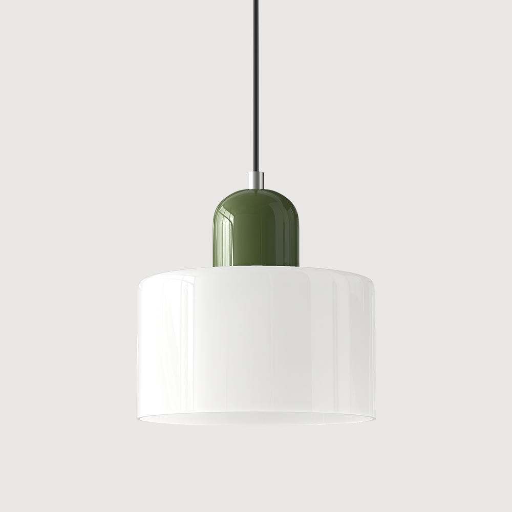 Modern Glass Pendant Light with Glossy Dome Shade