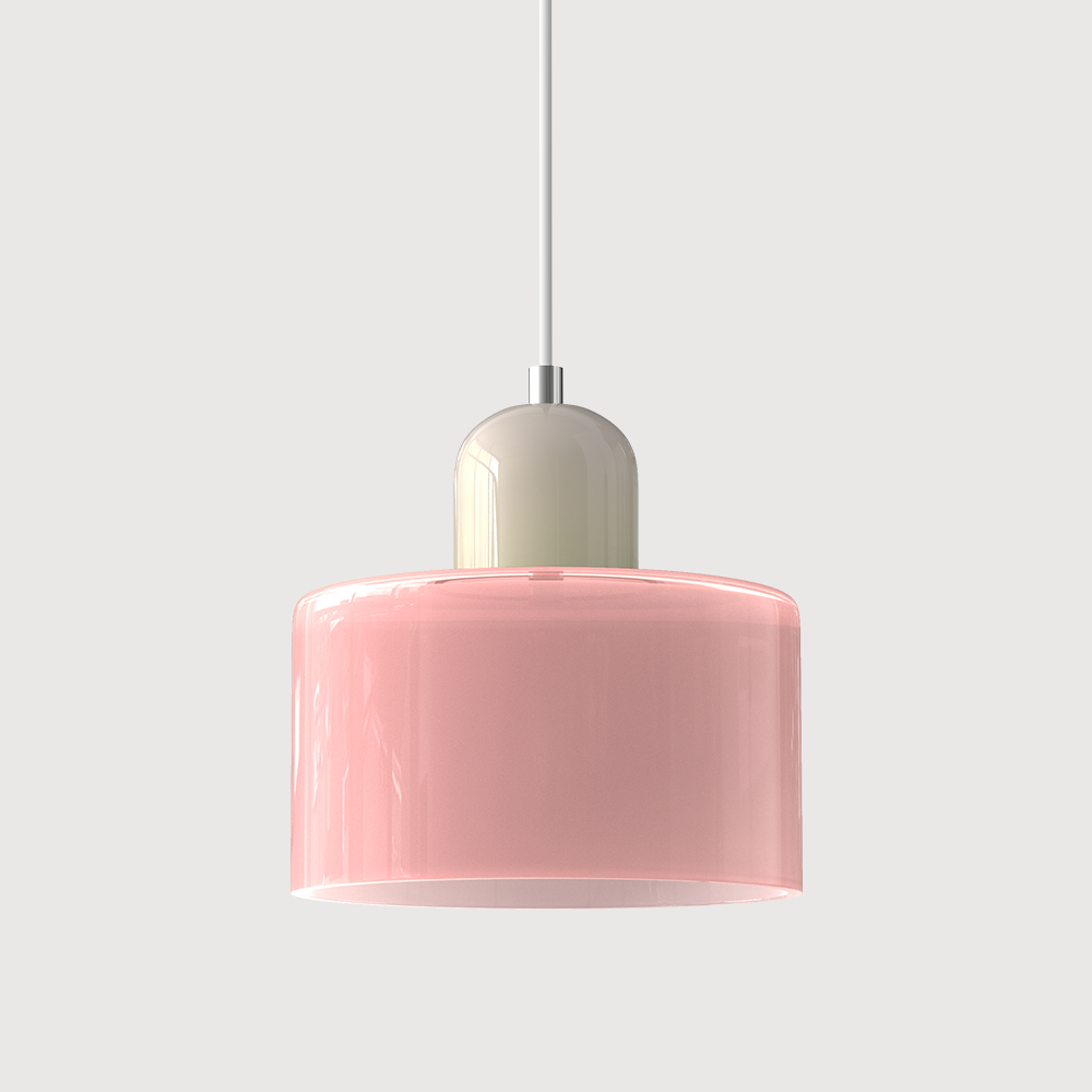 Modern Glass Pendant Light with Glossy Dome Shade