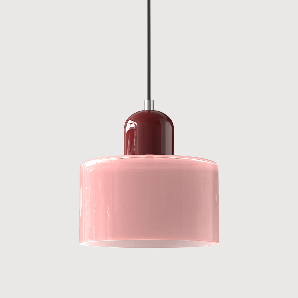 Modern Glass Pendant Light with Glossy Dome Shade