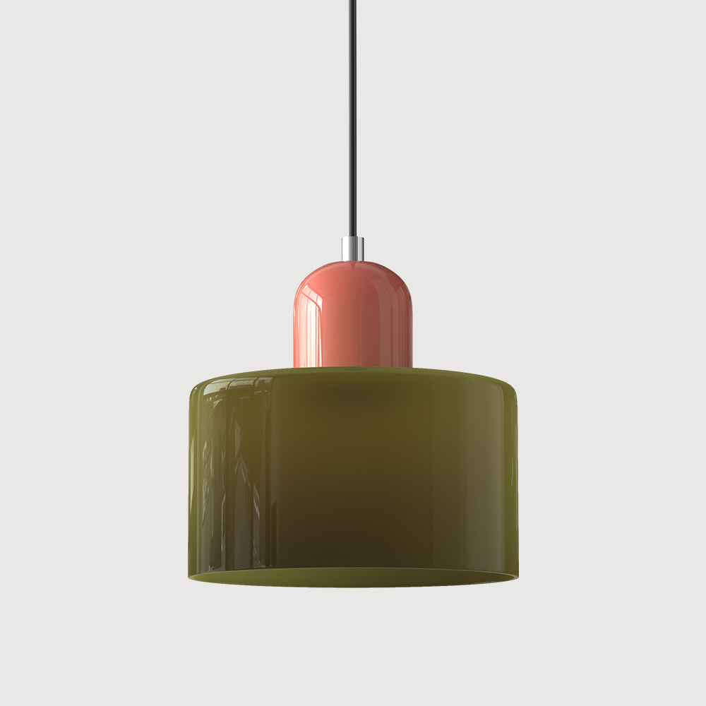 Modern Glass Pendant Light with Glossy Dome Shade