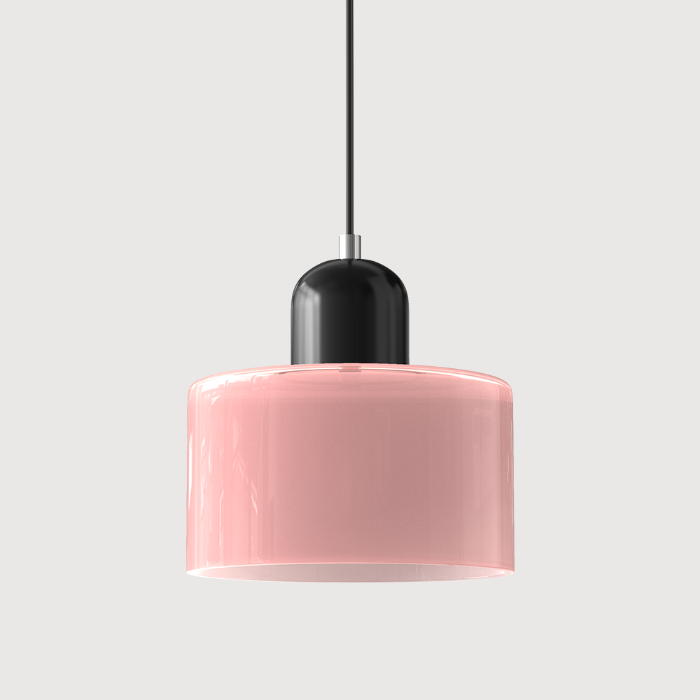 Modern Glass Pendant Light with Glossy Dome Shade