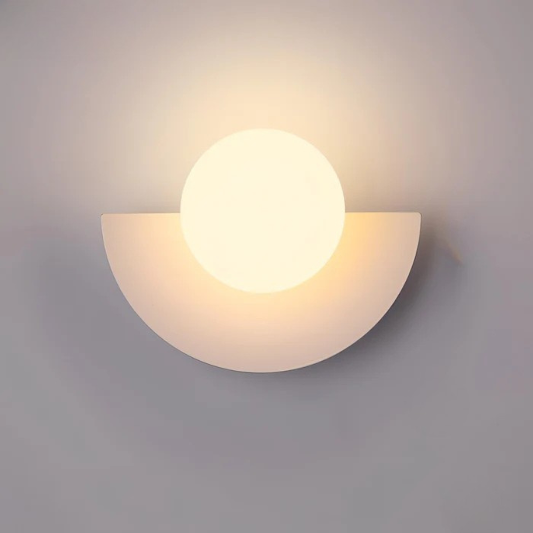Modern Glass Wall Light with Half Moon Base
