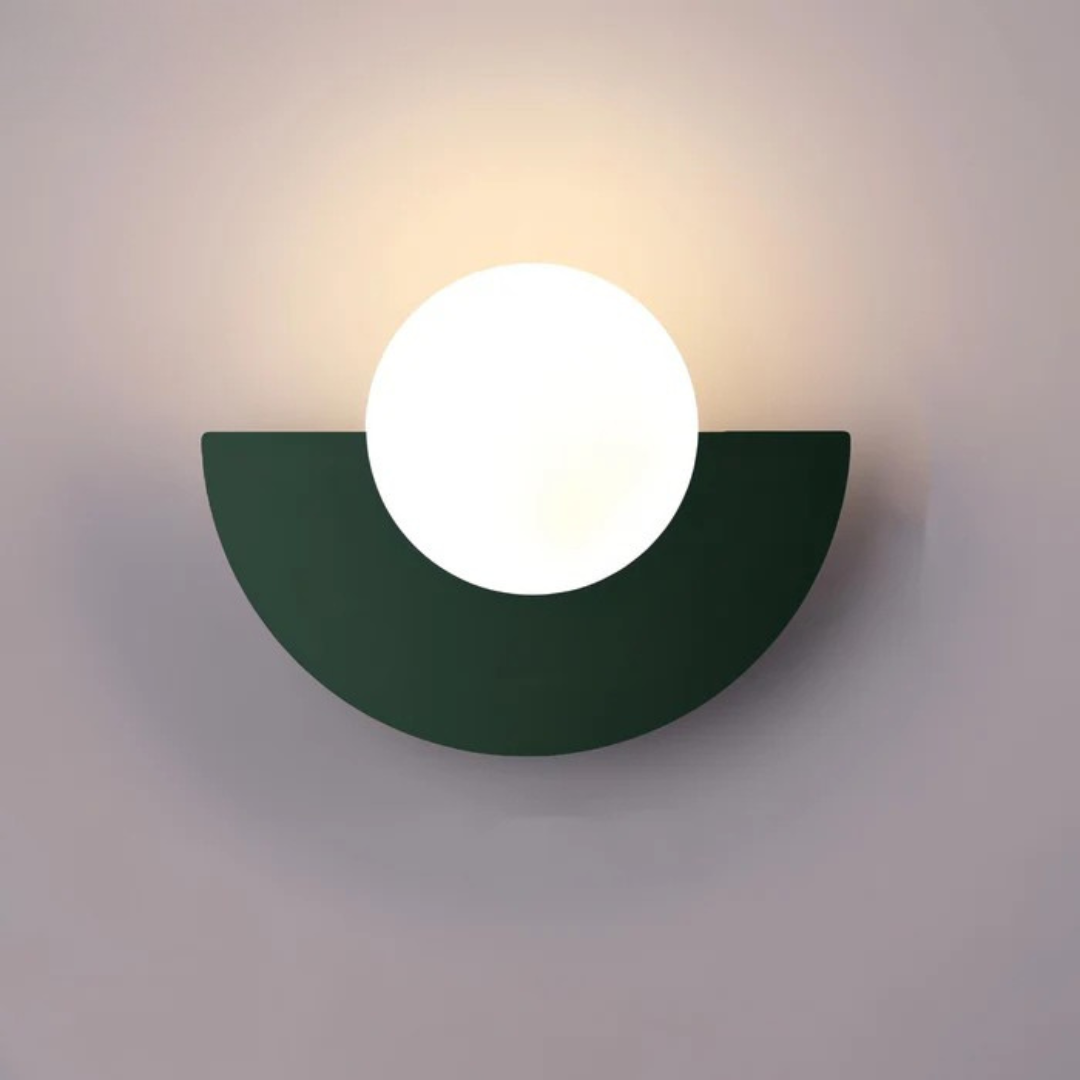 Modern Glass Wall Light with Half Moon Base