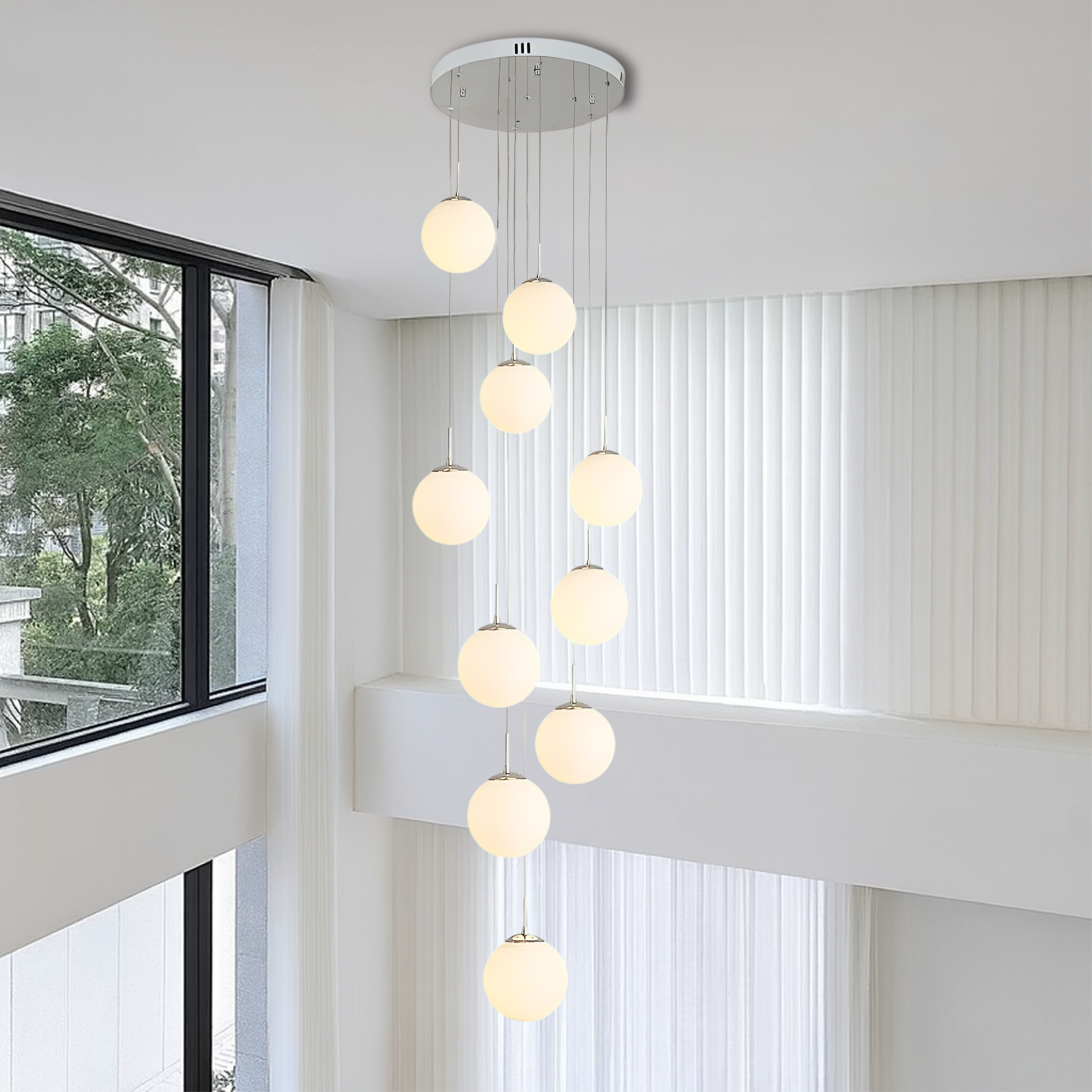 Modern Globe Chandelier with Cascading Lights
