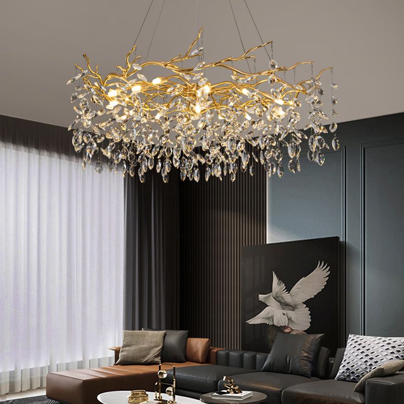 Modern Gold Branch Crystal Chandelier | Glass & Crystal Lighting