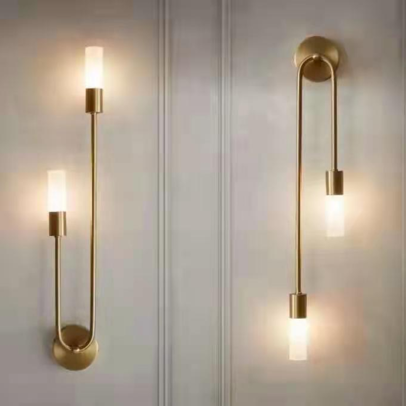 Modern Gold Wall Light with Dual LED Tubes