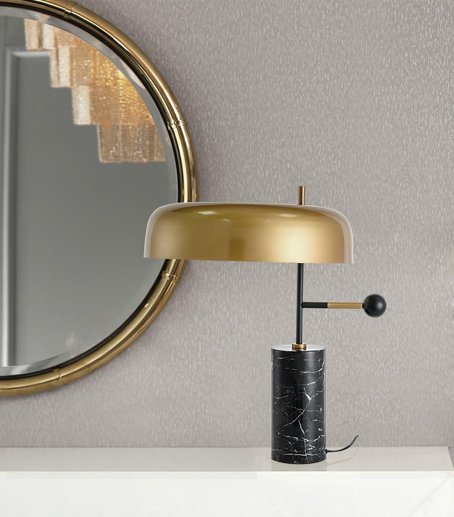 Modern Marble Desk Lamp with Gold Metal Shade