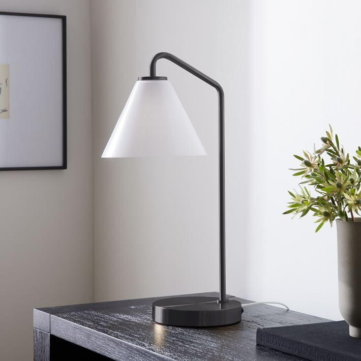 Modern Metal Table Lamp with Glass Shade