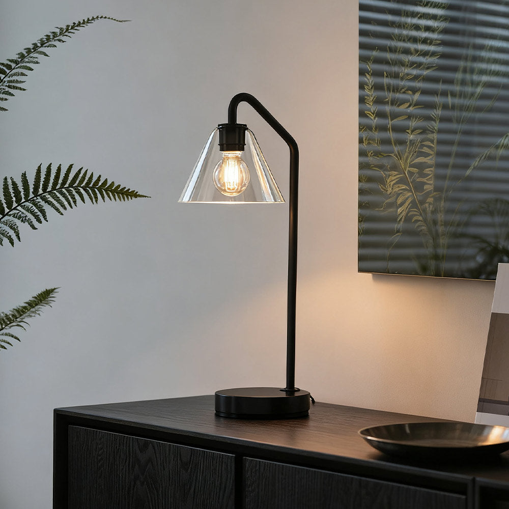 Modern Metal Table Lamp with Glass Shade