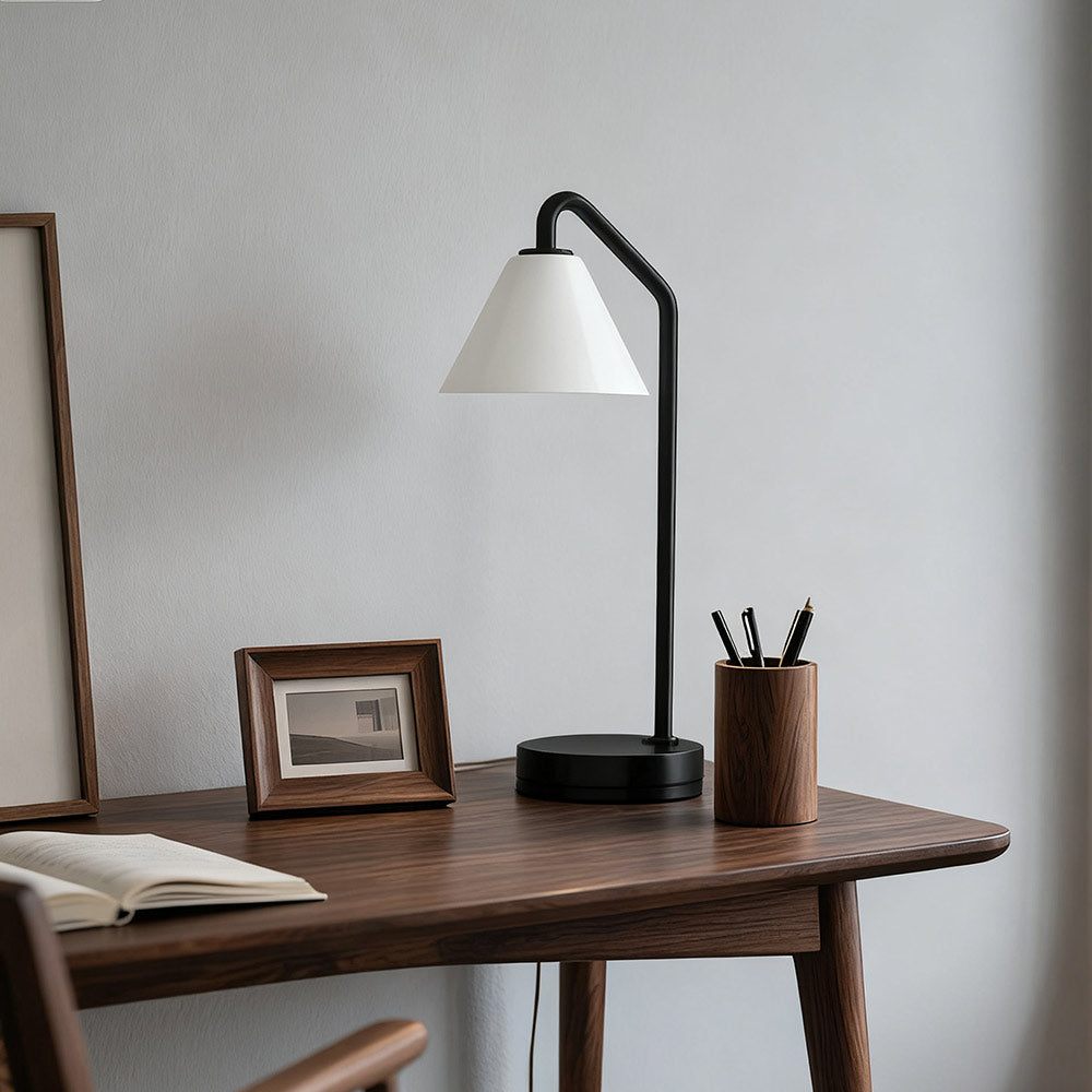 Modern Metal Table Lamp with Glass Shade