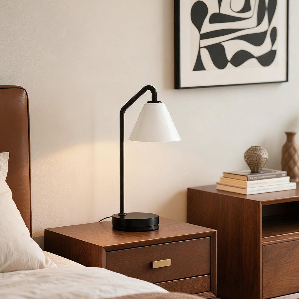 Modern Metal Table Lamp with Glass Shade