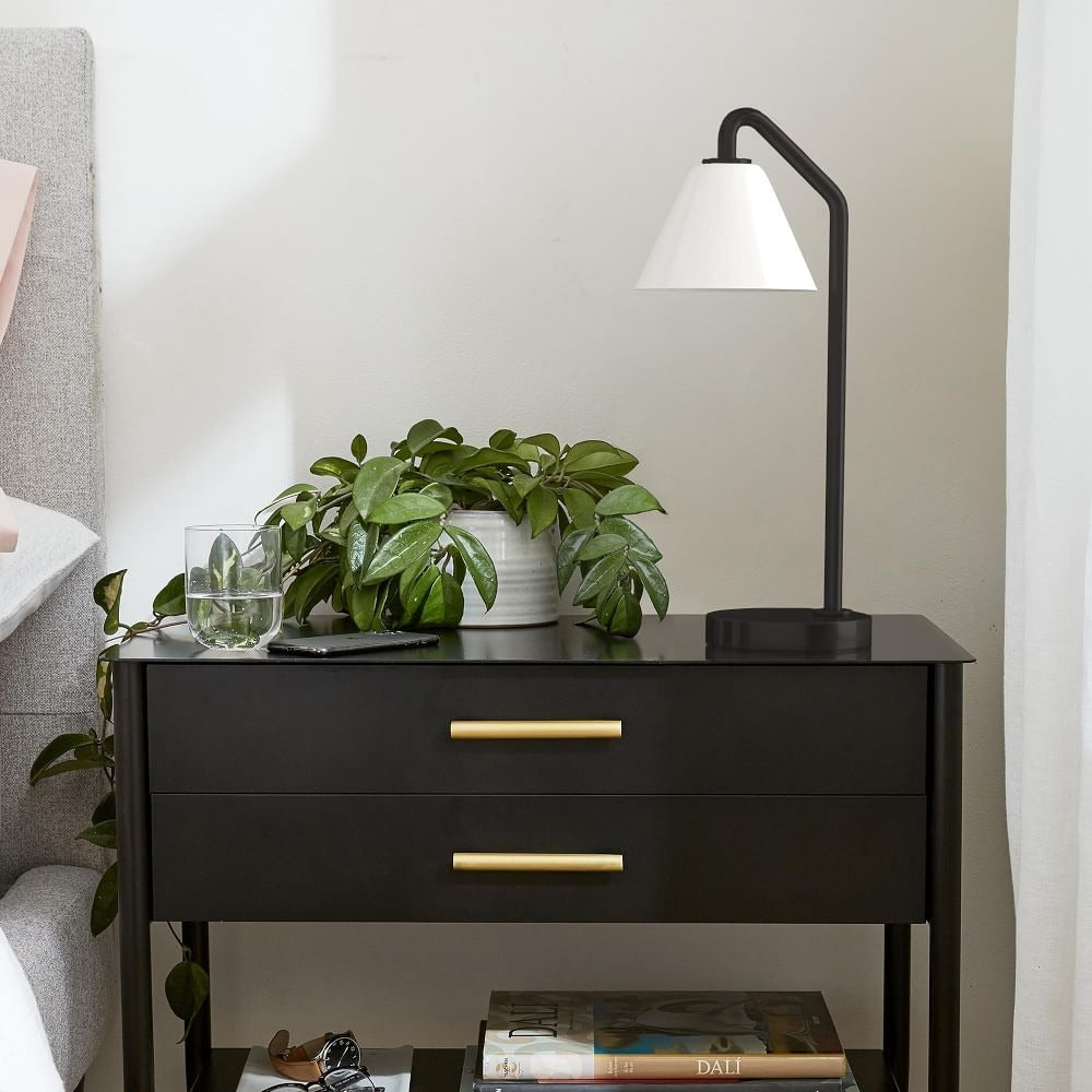 Modern Metal Table Lamp with Glass Shade