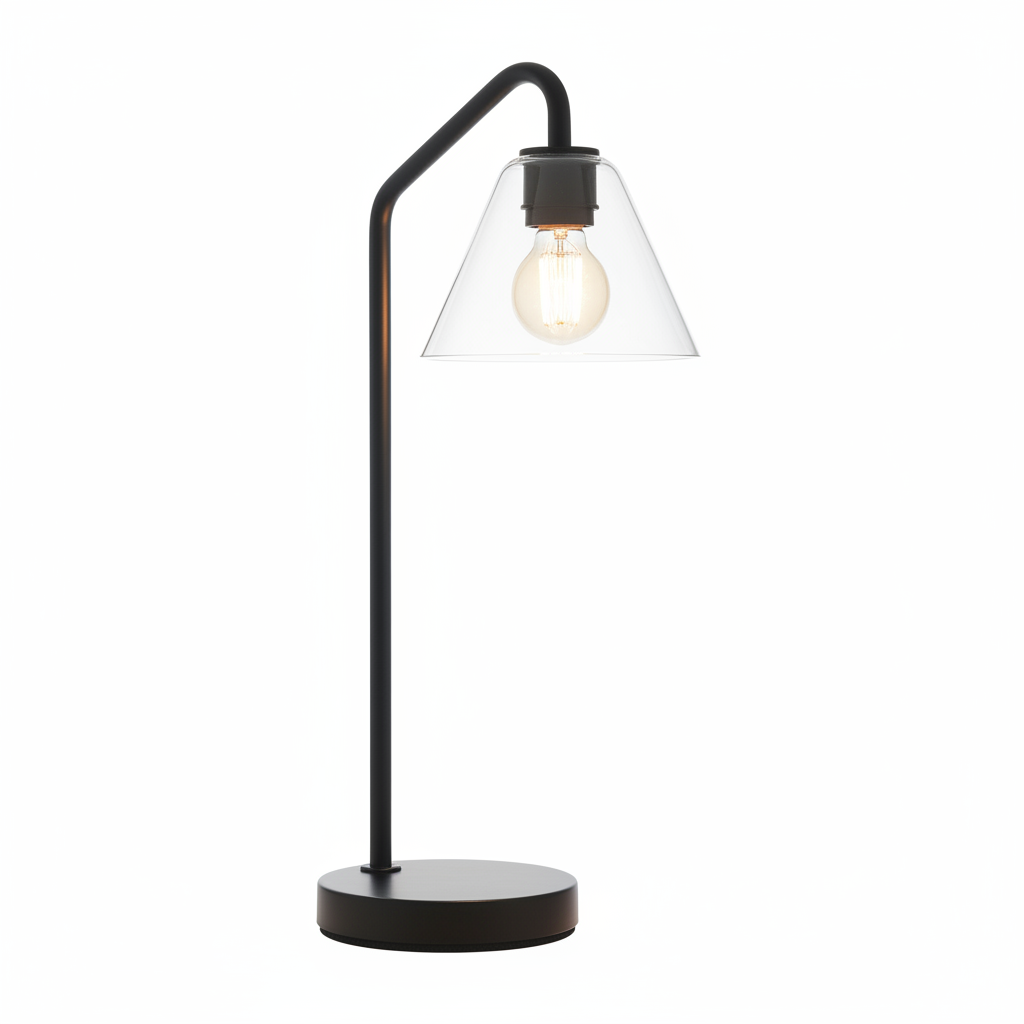 Modern Metal Table Lamp with Glass Shade