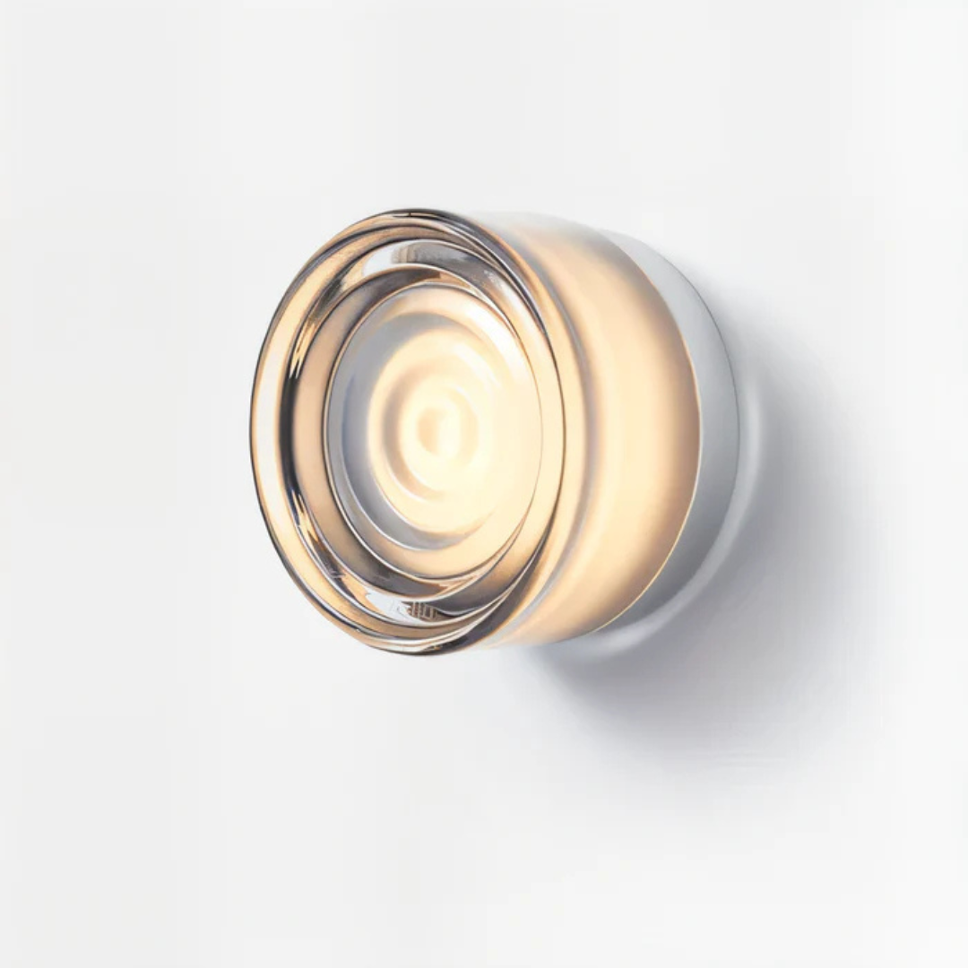 Modern Round Wall Light with Gold Glass Frame