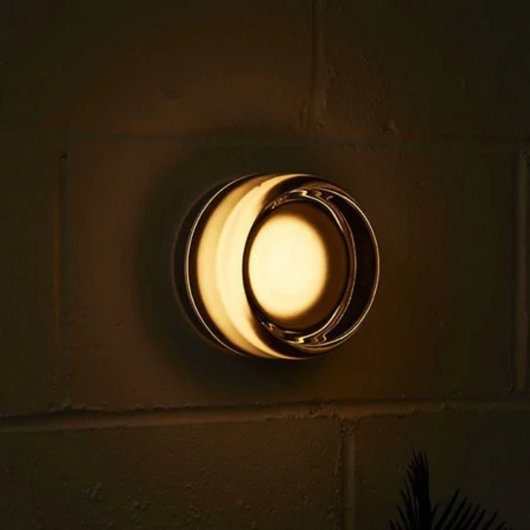 Modern Round Wall Light with Gold Glass Frame