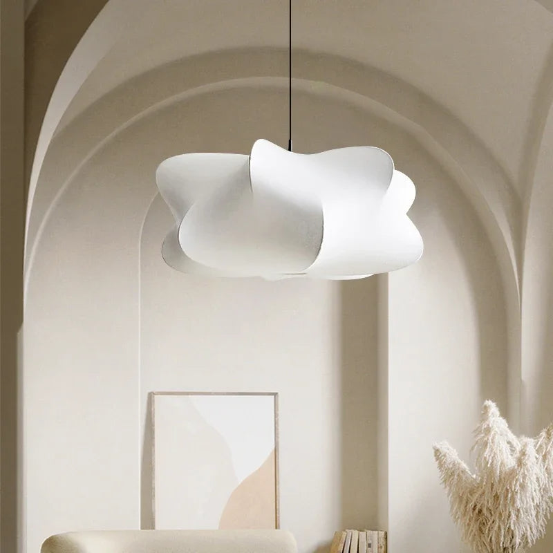 Modern Silk Pendant Light with Sculpted Shade