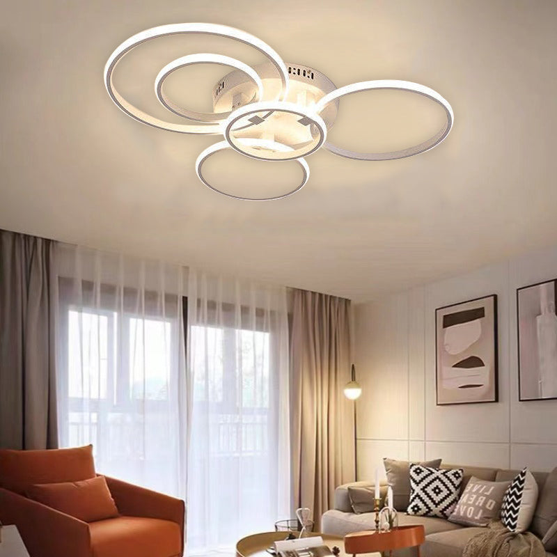 Modern Triple Ring Ceiling Light with LED Halo Design