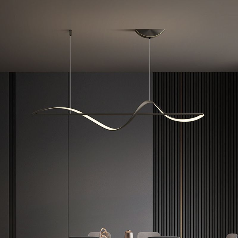Modern & Minimalist Wave Pendant Light with Floating LED Bar