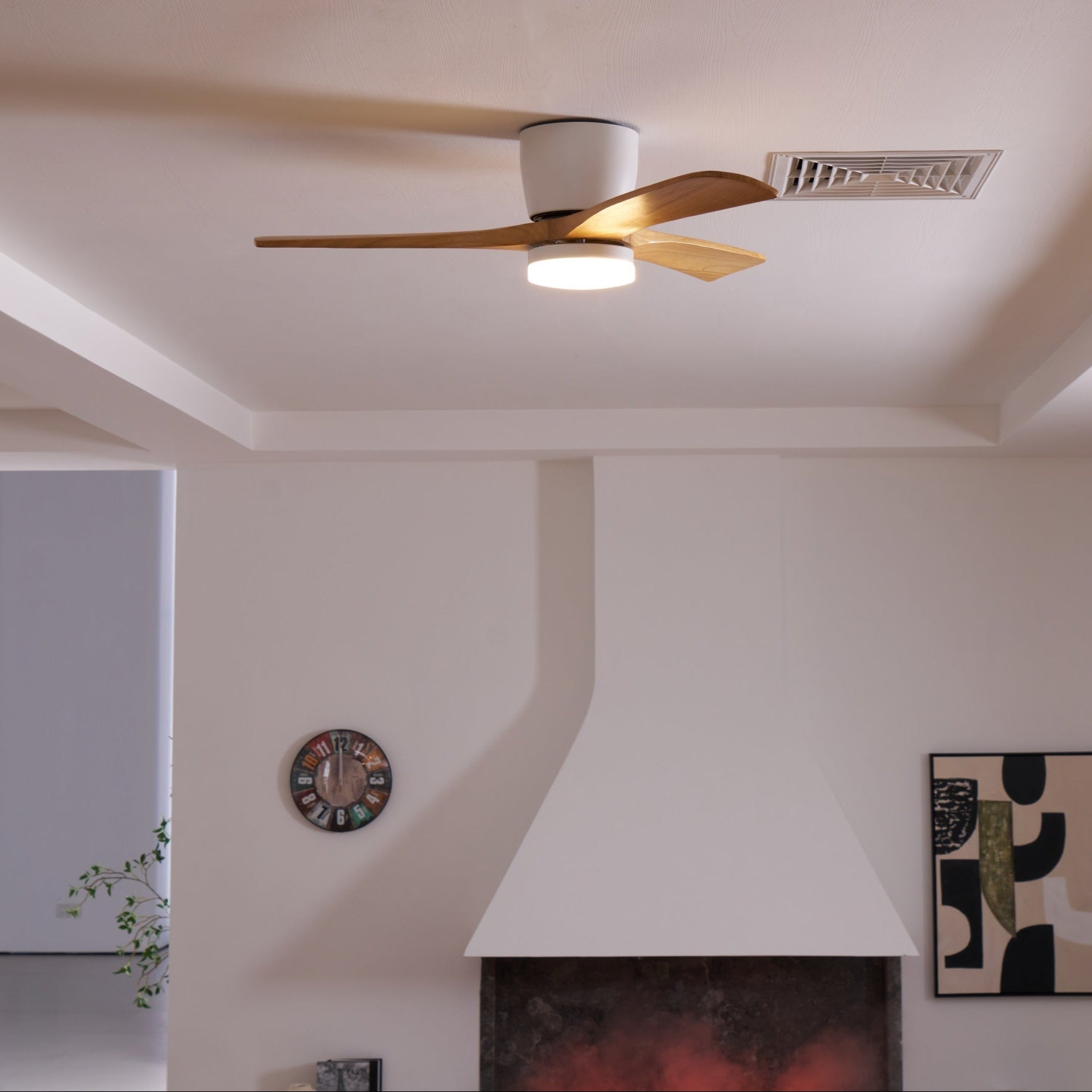 Modern Wooden Outdoor Ceiling Fan with Light