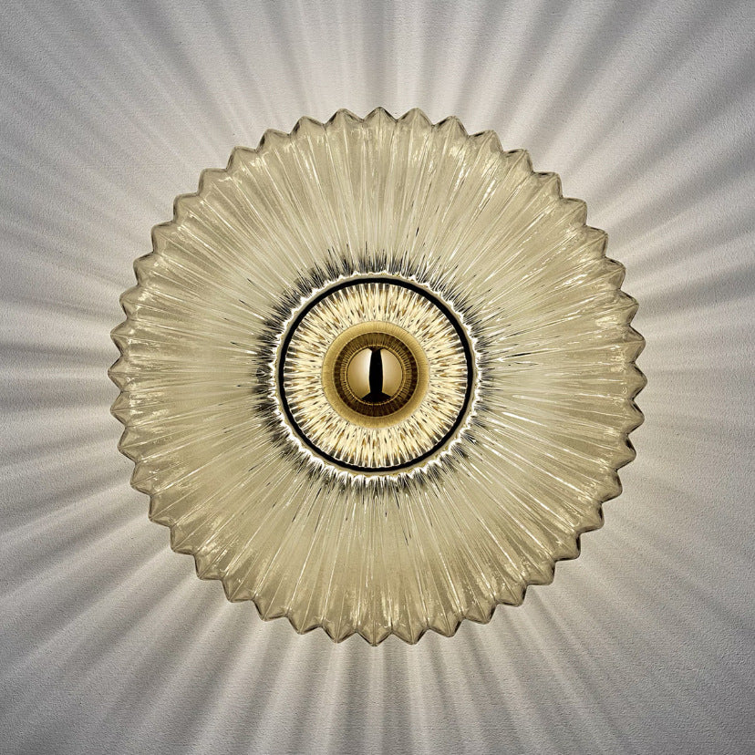 Nordic Ribbed Glass Wall Sconce with Vintage Scandinavian Design