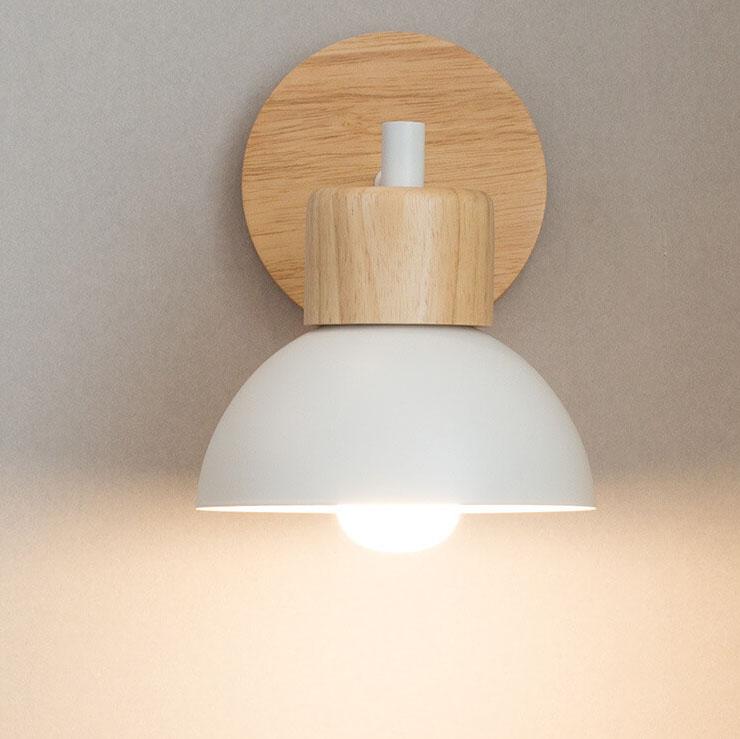 Nordic Wood Dome Wall Sconce with Scandinavian Minimalist Design