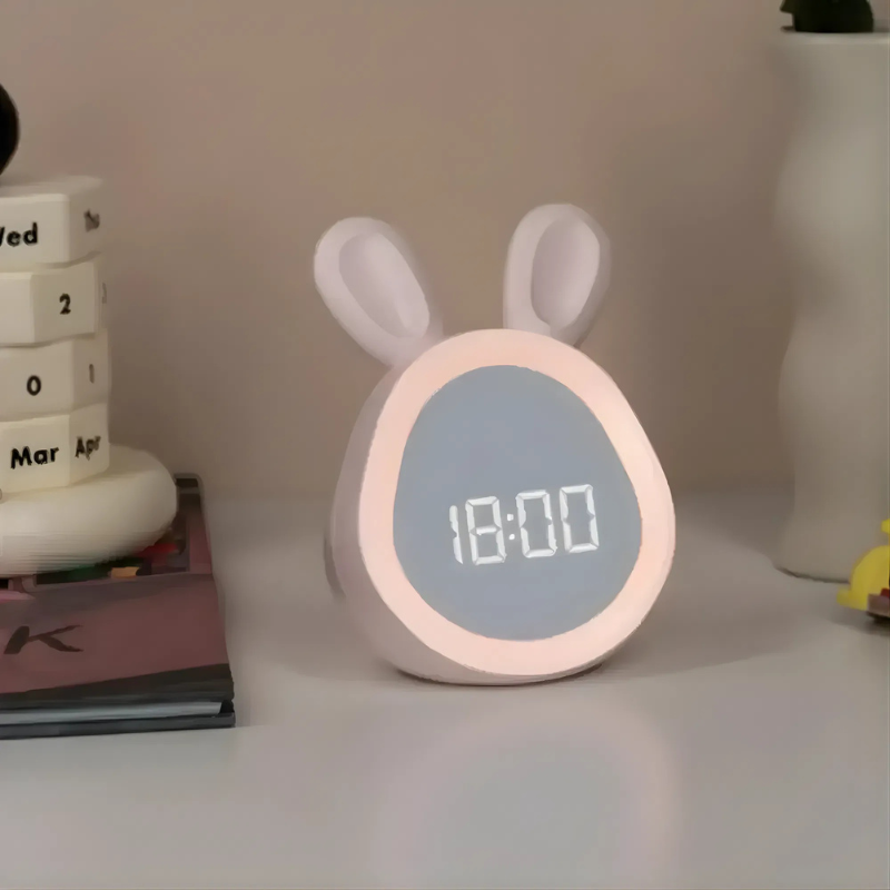 Rabbit Alarm Clock with LED Night Light Design