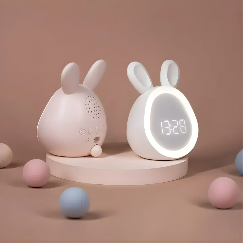 Rabbit Alarm Clock with LED Night Light Design