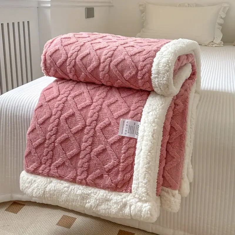 Reversible Blanket with Textured Pattern and Fleece