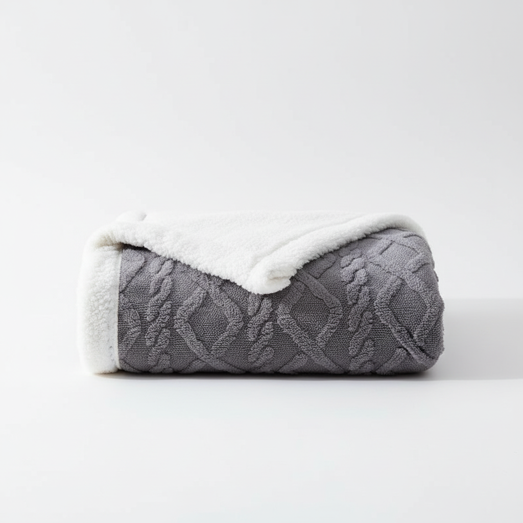 Reversible Blanket with Textured Pattern and Fleece