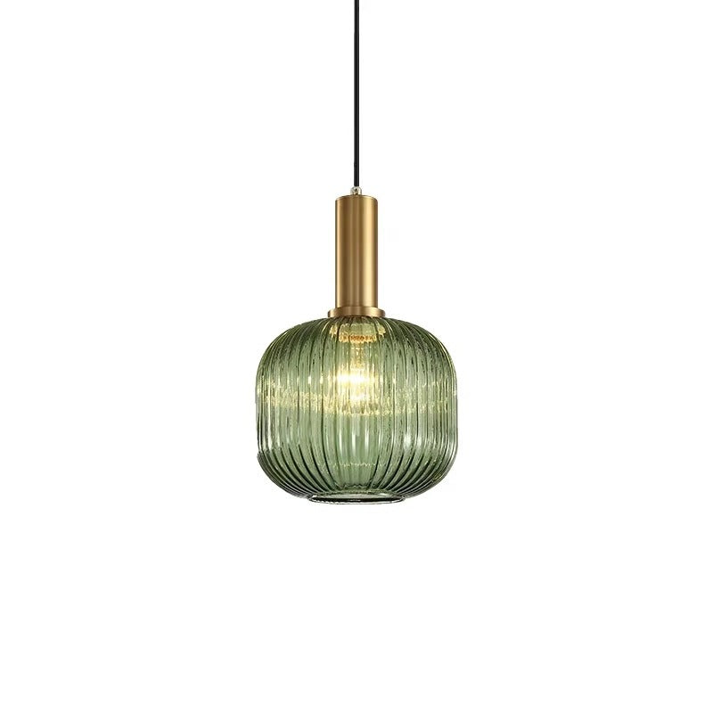 Ribbed Glass Pendant Light with Modern Crystal-Inspired Design