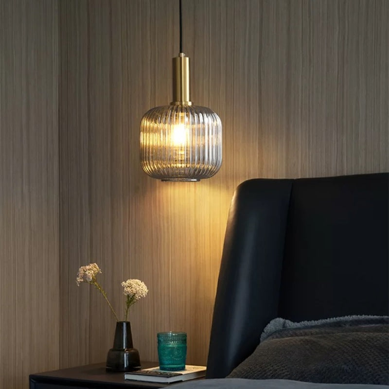 Ribbed Glass Pendant Light with Modern Crystal-Inspired Design