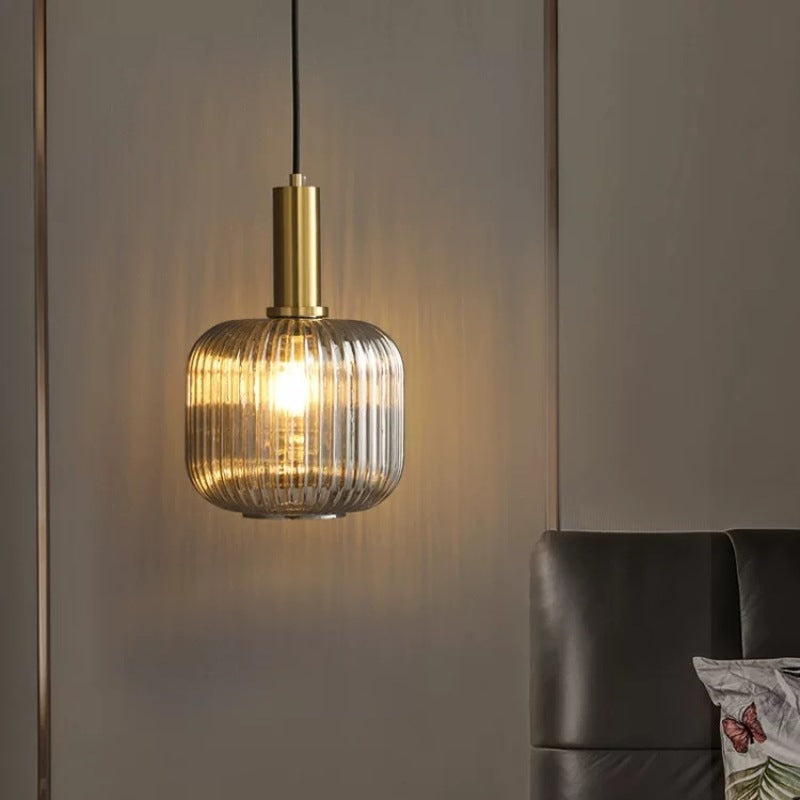 Ribbed Glass Pendant Light with Modern Crystal-Inspired Design