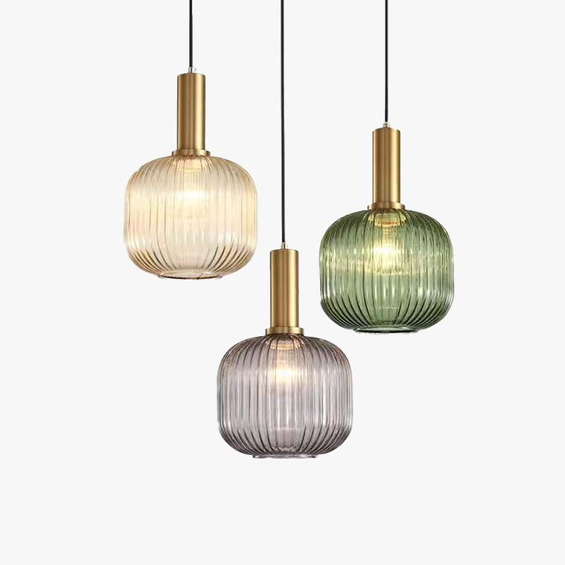 Ribbed Glass Pendant Light with Modern Crystal-Inspired Design