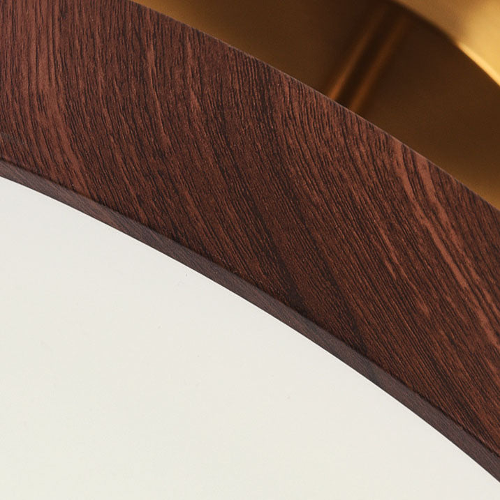 Round Wood Ceiling Light with LED Panel Shade