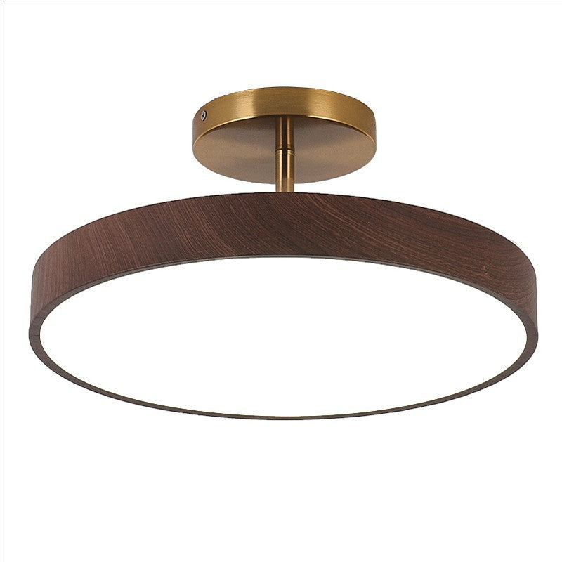 Round Wood Ceiling Light with LED Panel Shade