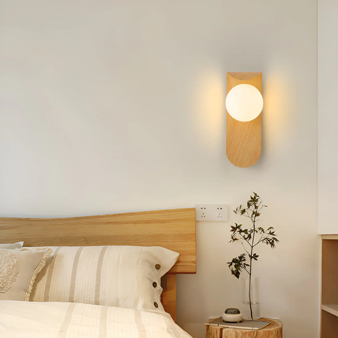 Scandinavian Wood Wall Light with Globe Shade