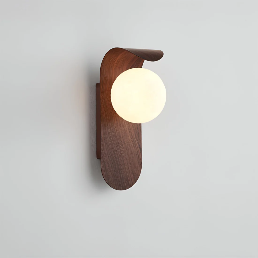 Scandinavian Wood Wall Light with Globe Shade