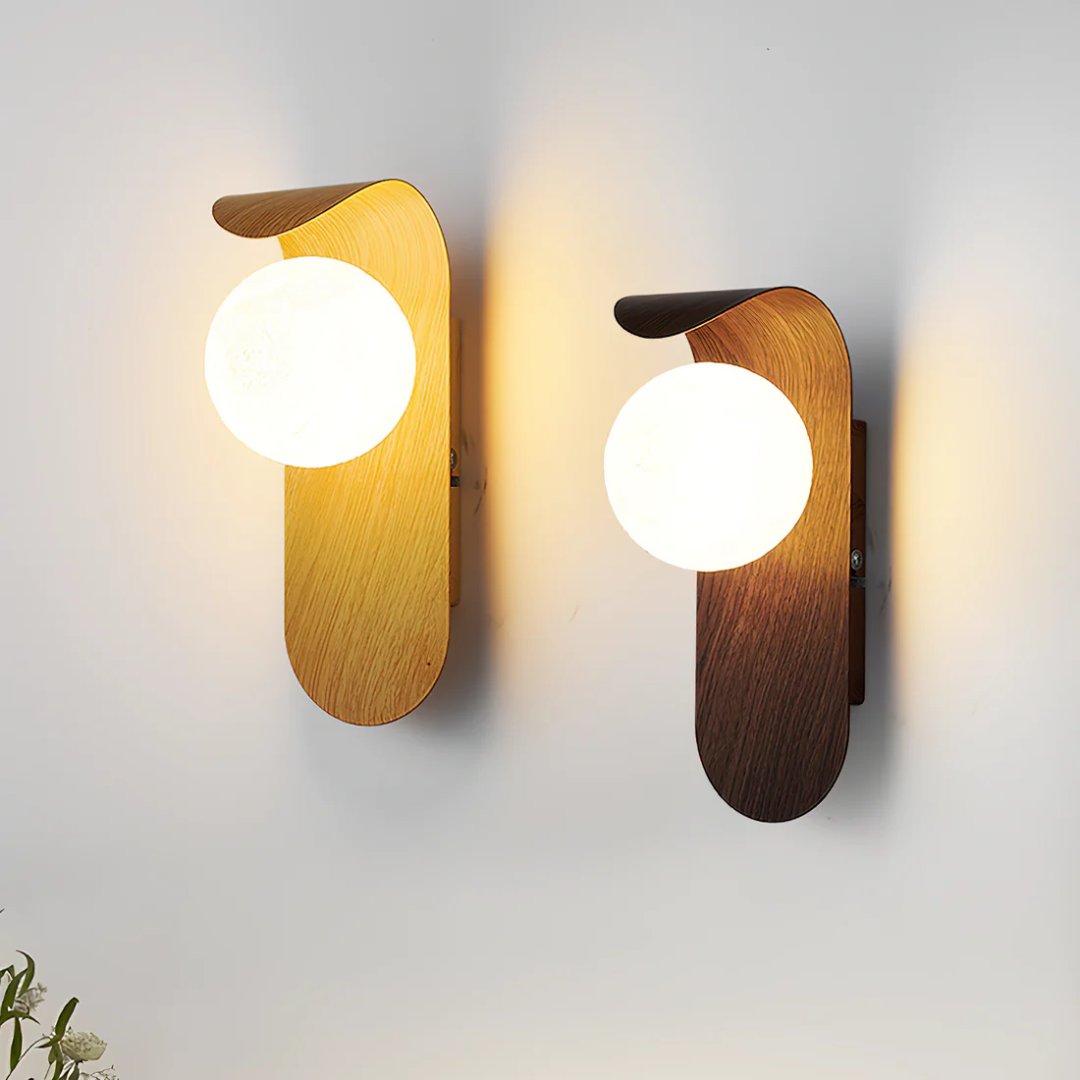 Scandinavian Wood Wall Light with Globe Shade