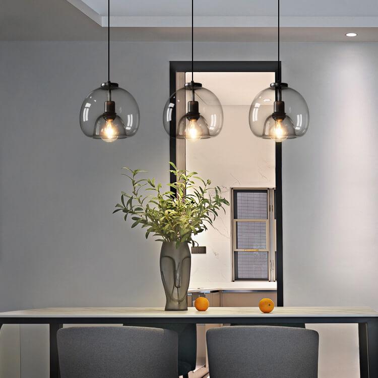 Smoked Glass Pendant Light with Modern Dome