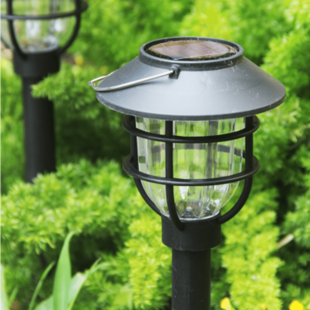 Solar Garden Path Light with Vintage Cage Design