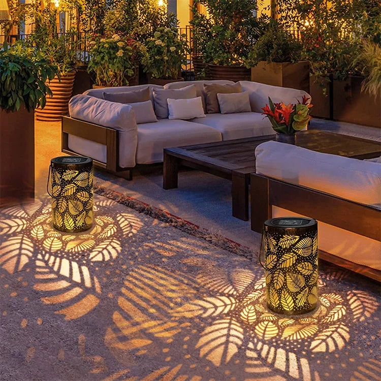 Solar Leaf Pattern Garden Lantern