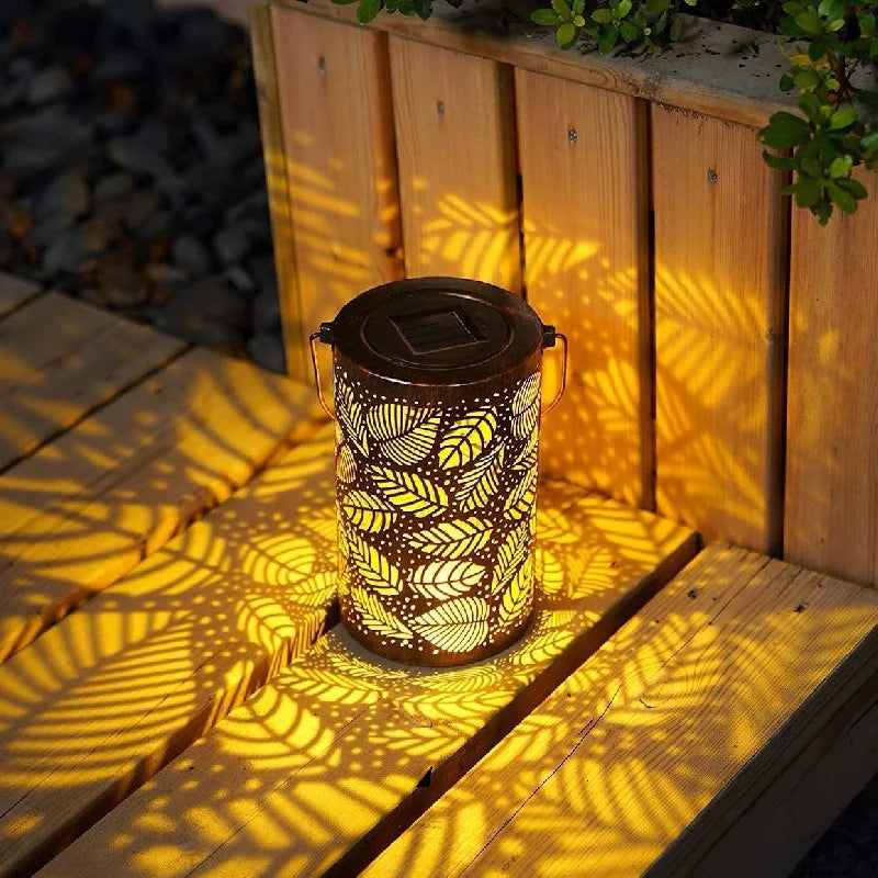 Solar Leaf Pattern Garden Lantern