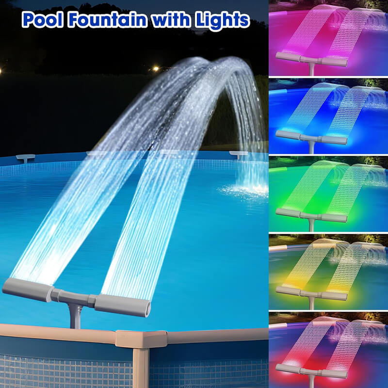 Solar Pool Fountain with LED Lights for Cooling and Ambience