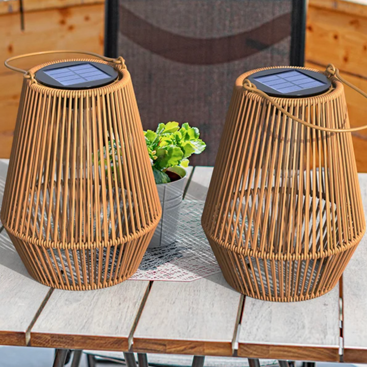 Solar Rattan Outdoor Lantern